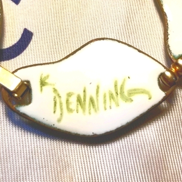 DESIGNER Signed K Denning Fused Enamel Glass Necklace - Picture 4 of 6